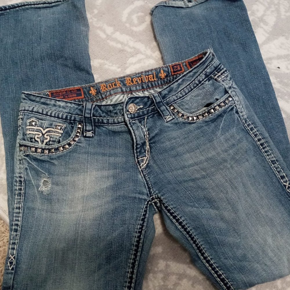 SOLD Rock Revival Liberty Studded Distressed Jeans 28 - Picture 4 of 5